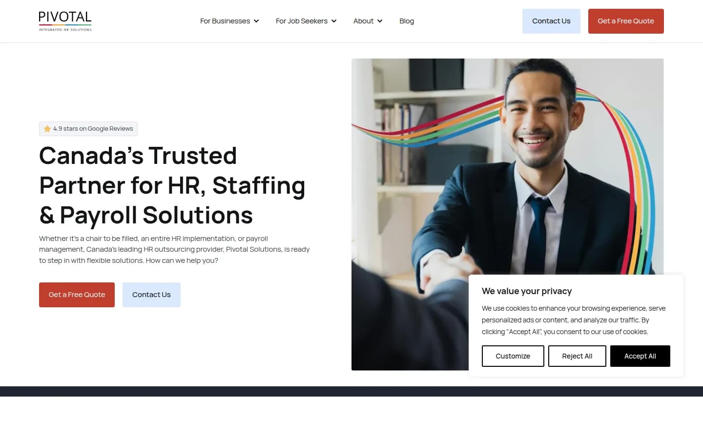 Pivotal Integrated HR Solutions website screenshot