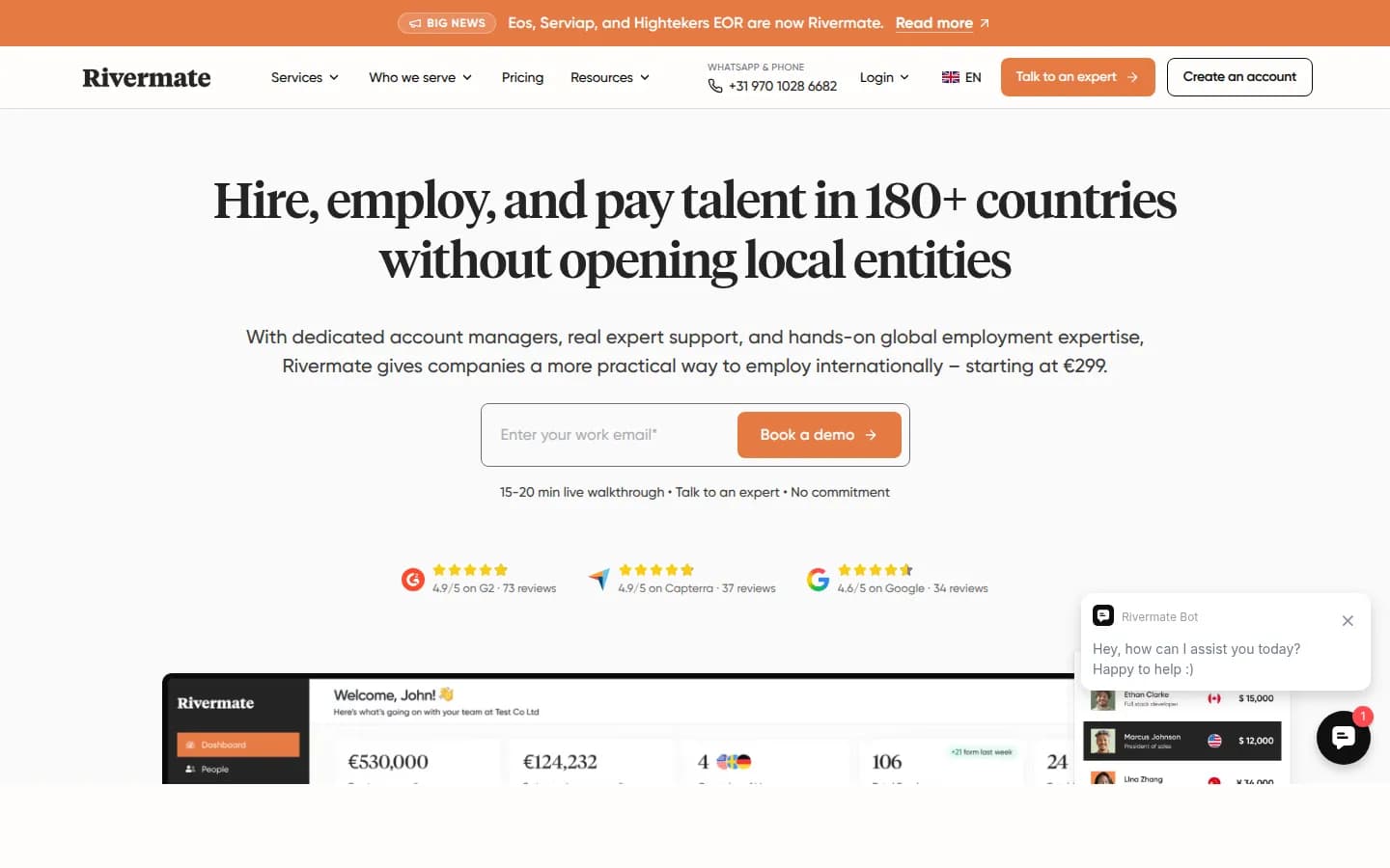 Rivermate website screenshot