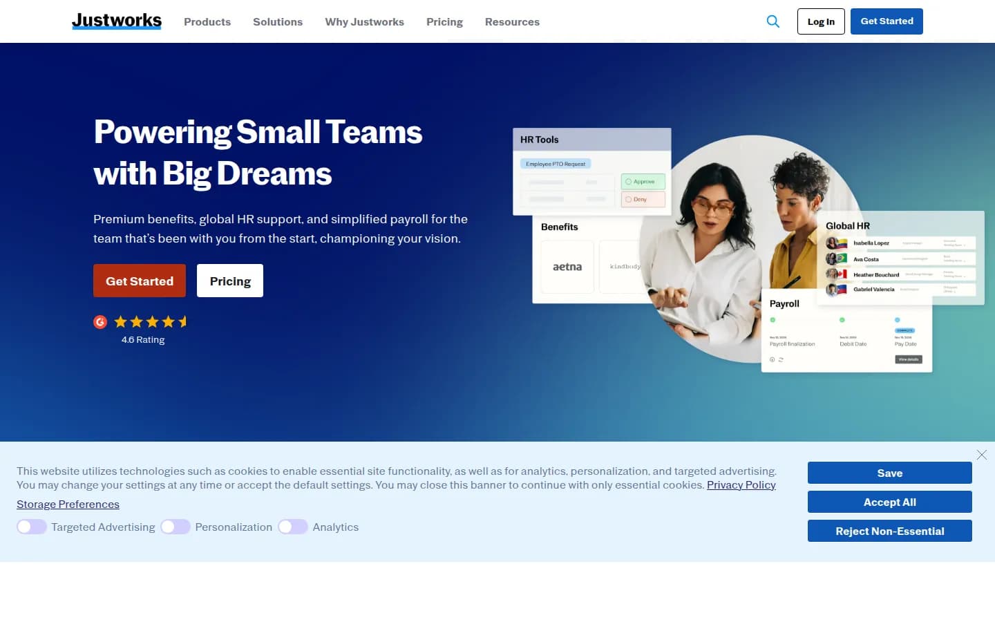 Justworks website screenshot