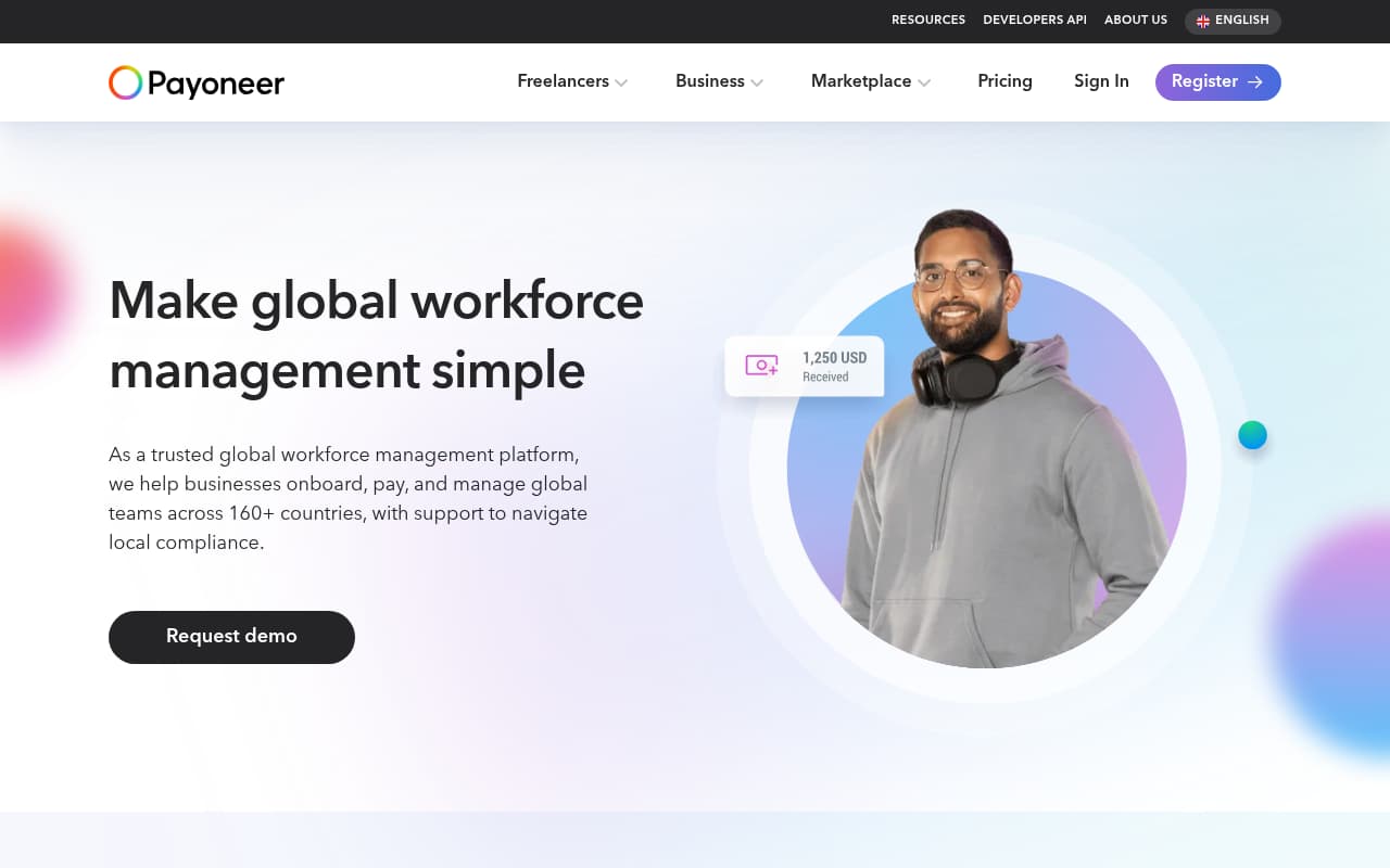 Payoneer Workforce Management website screenshot