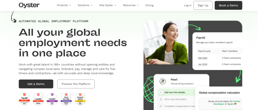Oyster's website screenshot