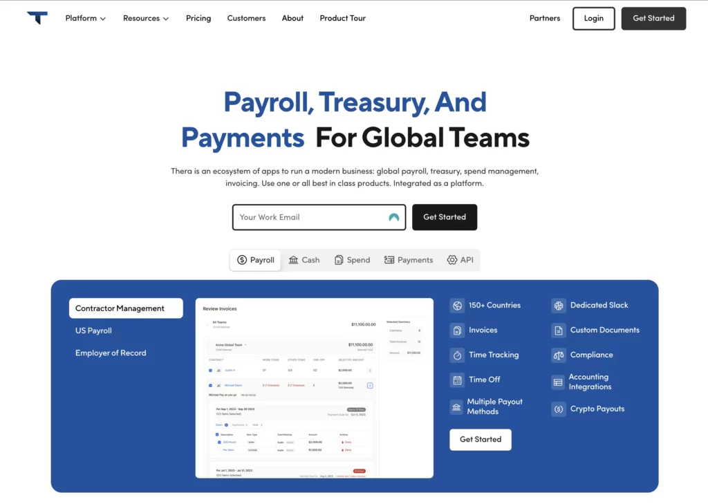 thera website screenshot